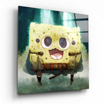 Vierkant Glasschilderij Sponge Glasschilderij | Designer collectie