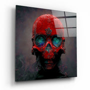 Vierkant Glasschilderij rood Head Glasschilderij | Designer collectie