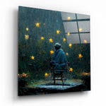Vierkant Glasschilderij Raining Stars Glasschilderij | Designer collectie
