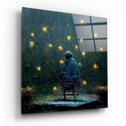 Vierkant Glasschilderij Raining Stars Glasschilderij | Designer collectie