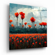 Vierkant Glasschilderij Poppy Glasschilderij | Designer collectie