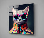 De Coolste Kat – Vierkant Glasschilderij