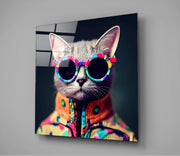 De Coolste Kat – Vierkant Glasschilderij