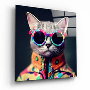 De Coolste Kat – Vierkant Glasschilderij