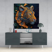 Tijger – Vierkant Glasschilderij