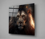 Proud Savanna Lion Glass Wall Art || Designer Collection