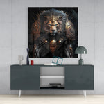 Proud Savanna Lion Glass Wall Art || Designer Collection
