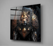 Proud Savanna Lion Glass Wall Art || Designer Collection