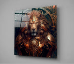 Proud Savanna Lion Glass Wall Art || Designer Collection