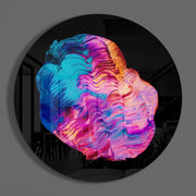 Neonroze-blauwe vloeibare golf – Rond Glasschilderij