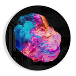 Neonroze-blauwe vloeibare golf – Rond Glasschilderij