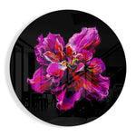 Magenta abstracte bloei – Rond Glasschilderij
