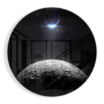 Maanverduistering met kraters – Rond Glasschilderij