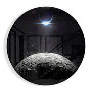Maanverduistering met kraters – Rond Glasschilderij