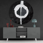 Zwart-witte Enso-cirkel – Rond Glasschilderij