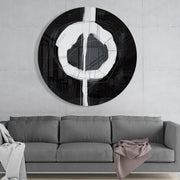 Zwart-witte Enso-cirkel – Rond Glasschilderij