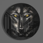 Wolf met gloeiende ogen – Rond Glasschilderij