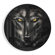 Wolf met gloeiende ogen – Rond Glasschilderij