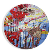 Speelse giraffe in graffitistijl – Rond Glasschilderij