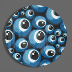 Blauw boze-oog kralenpatroon – Rond Glasschilderij