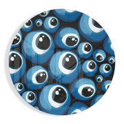 Blauw boze-oog kralenpatroon – Rond Glasschilderij