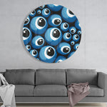 Blauw boze-oog kralenpatroon – Rond Glasschilderij