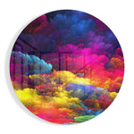 Regenboogveer met wolk – Rond Glasschilderij