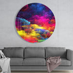 Regenboogveer met wolk – Rond Glasschilderij