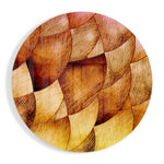 Goudbronzen bloembladschubben – Rond Glasschilderij