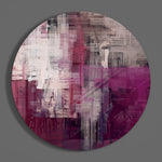 Magenta geweven ruitstructuur – Rond Glasschilderij