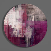 Magenta geweven ruitstructuur – Rond Glasschilderij