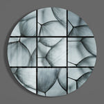 Grijze close-up van paardenbloemzaden – Rond Glasschilderij