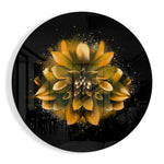 Gouden spetters op een dahlia – Rond Glasschilderij