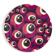 Rood-paars boze-oog kralenpatroon – Rond Glasschilderij