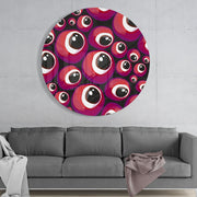 Rood-paars boze-oog kralenpatroon – Rond Glasschilderij