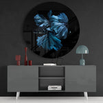 Blauwe betta met sierlijk golvende vinnen – Rond Glasschilderij