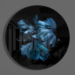 Blauwe betta met sierlijk golvende vinnen – Rond Glasschilderij