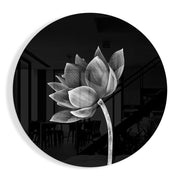 Schuine monochrome lotus – Rond Glasschilderij