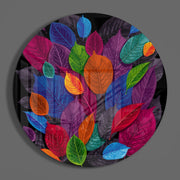 Bladercluster in juweelkleuren – Rond Glasschilderij