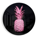 Gloeiende roze ananas – Rond Glasschilderij