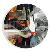 Abstract geschilderde kat – Rond Glasschilderij