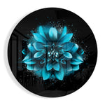 Gloeiende turquoise dahlia – Rond Glasschilderij