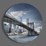 Brooklyn Bridge in de skyline – Rond Glasschilderij