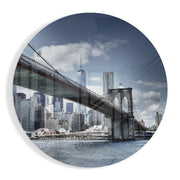 Brooklyn Bridge in de skyline – Rond Glasschilderij