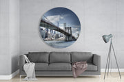 Brooklyn Bridge in de skyline – Rond Glasschilderij