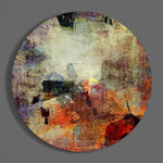 Rustieke aarde-grungecollage – Rond Glasschilderij