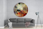 Rustieke aarde-grungecollage – Rond Glasschilderij