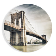 Brooklyn Bridge in sepia – Rond Glasschilderij