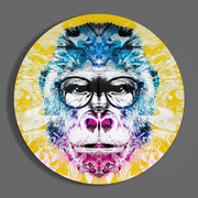 Filosoferende gorilla – Rond Glasschilderij