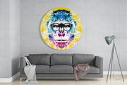 Filosoferende gorilla – Rond Glasschilderij